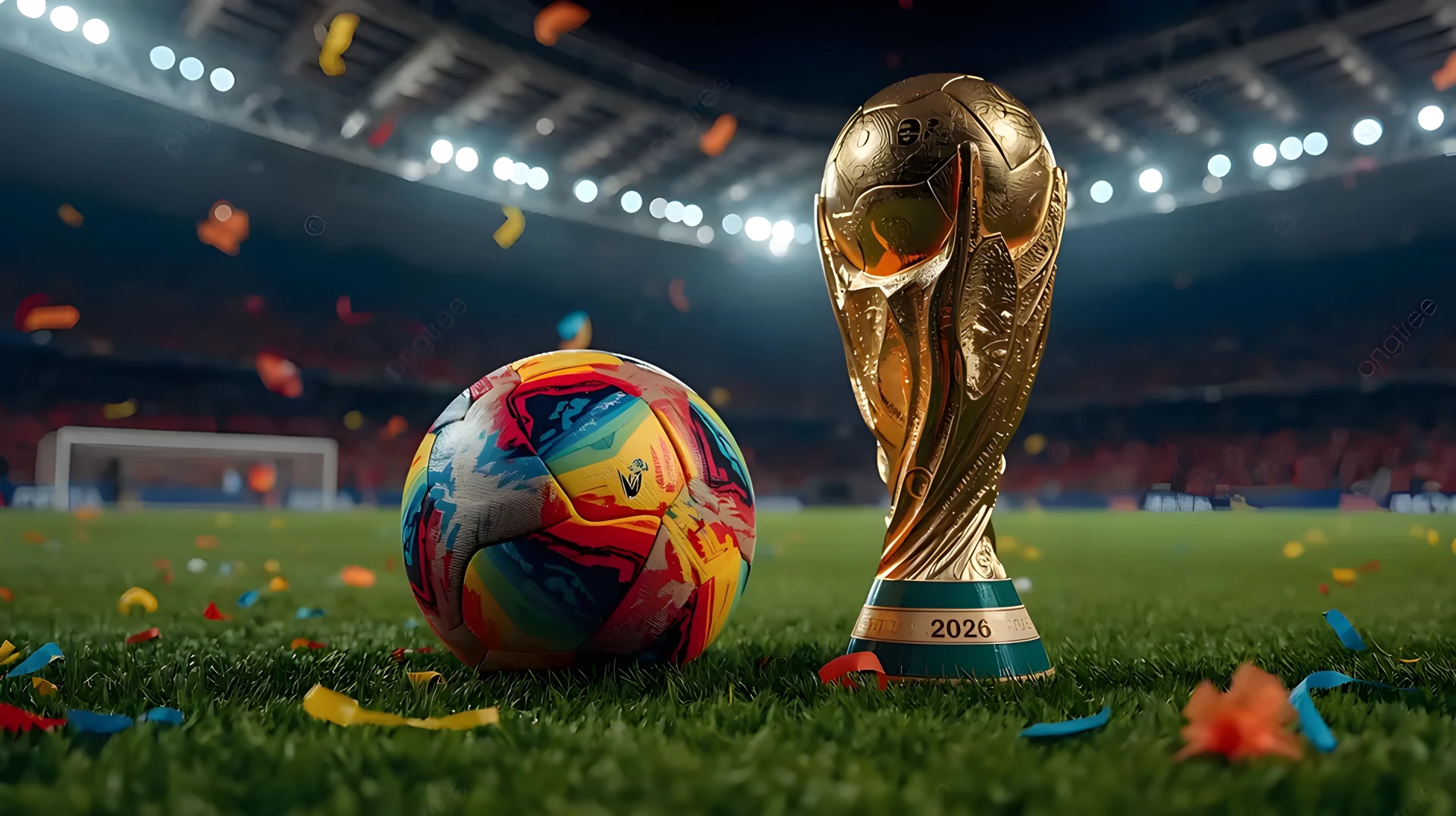 World Cup trophy in stadium